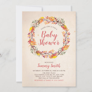 Faire-part de Baby Shower Floral Rustique d'Automn