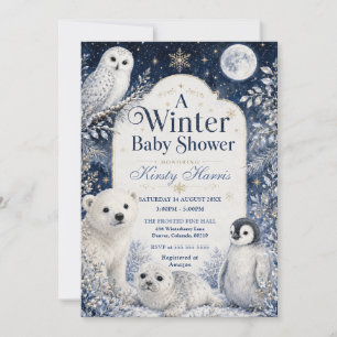 Faire-part de Baby Shower Forêt d'Hiver