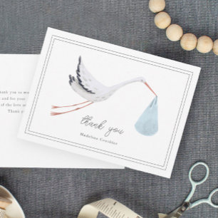 Faire-part de Baby Shower Garçon au Cigogne Dessin