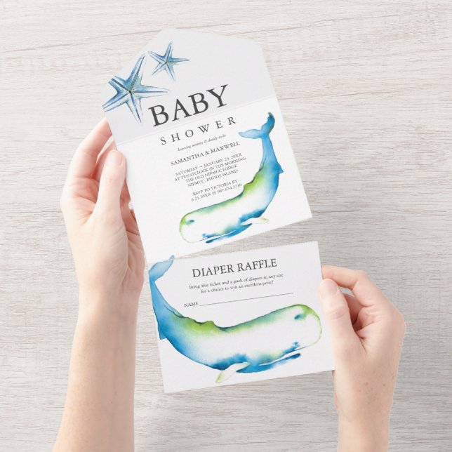 Faire-part de Baby Shower Garçon Tout en Un (Déchirure)