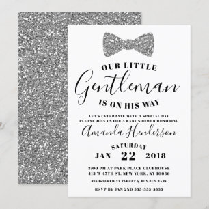 Faire-part de Baby Shower Gentleman, Faux Argent