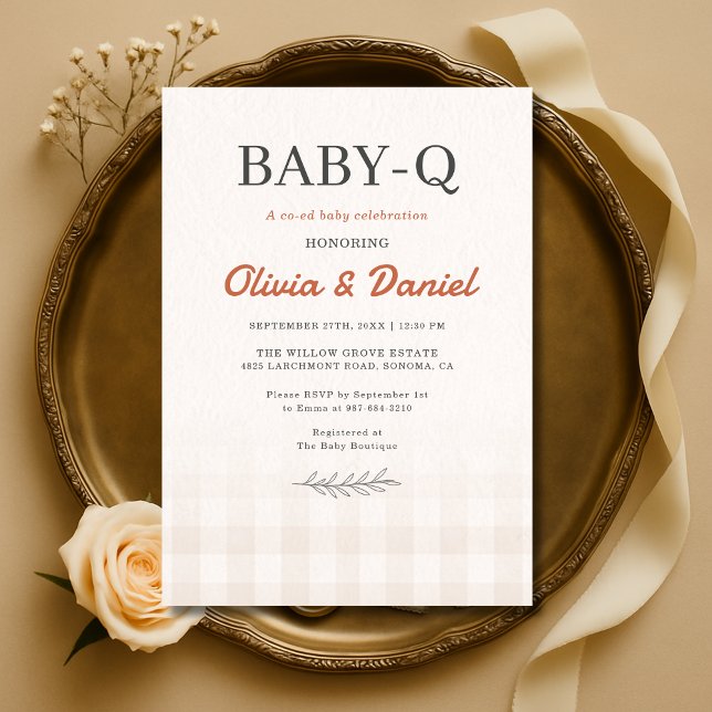 Faire-part de Baby Shower Gingham pour couples rus (Créateur téléchargé)