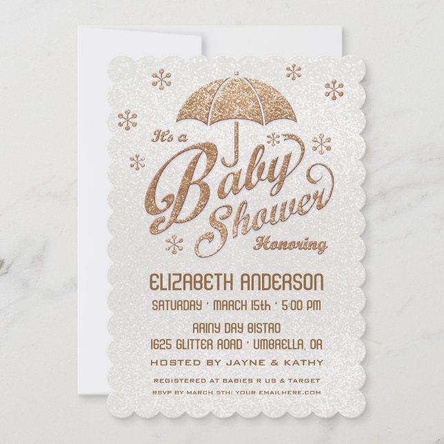 Faire-part de Baby Shower Glittering Winter White  (Devant)