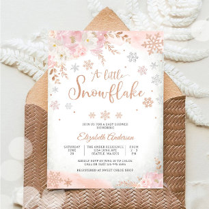 Faire-part de Baby Shower Hiver Flocon de Neige