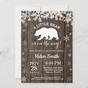 Faire-part de Baby Shower hivernal ours polaire ru
