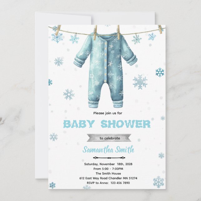 Faire-part de Baby Shower 'Il fait froid dehors' (Devant)