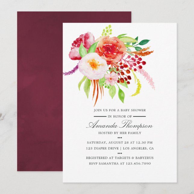 Faire-Part de Baby Shower Invitation Chic et Rusti (Devant / Derrière)