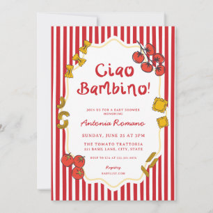 Faire-part de Baby Shower Italien Pâtes Ciao Bambi