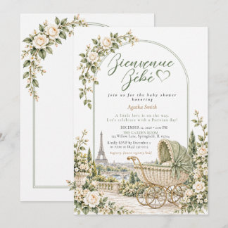 Faire-part de Baby Shower Jardin de Paris Sage