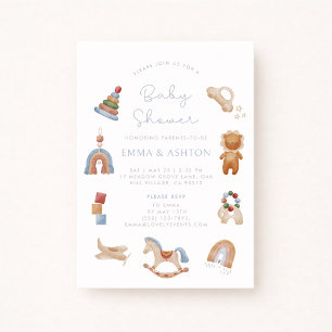 Faire-part de Baby Shower Jouets en Bois