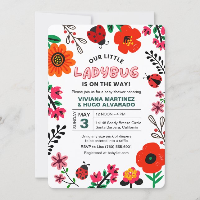 Faire-part de Baby Shower Ladybug Invitation Loveb (Devant)
