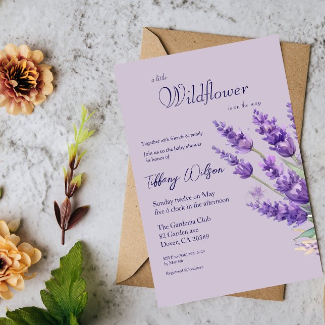 Faire-part de Baby shower Lavande (Créateur téléchargé)