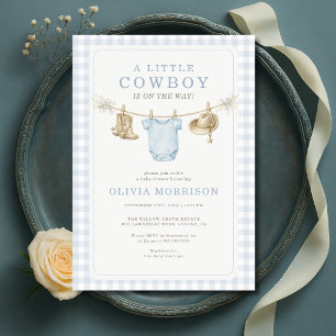 Faire-part de Baby Shower Little Cowboy Clotheslin