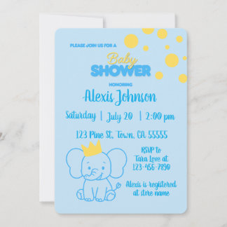 Faire-part de Baby Shower Little Prince Elephant