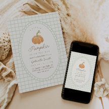 Faire-part de Baby Shower Little Pumpkin Green Boy