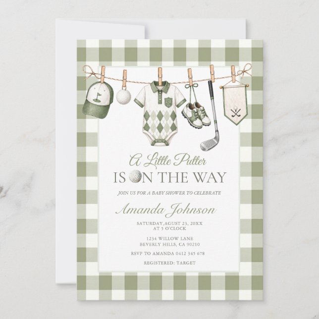 Faire-part de Baby Shower Little Putter (Devant)