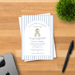 Faire-part de Baby Shower Little Sailor Bear sur l