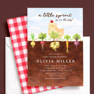 Faire-part de Baby Shower Little Sprout Garden