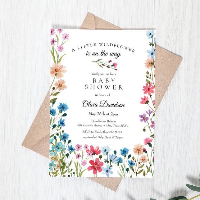 Faire-part de Baby Shower Little Wildflower (Créateur téléchargé)