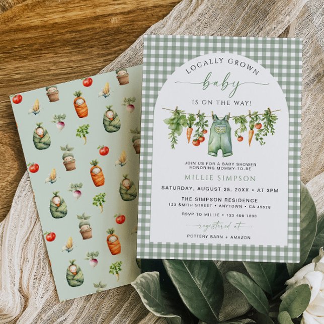 Faire-part de Baby Shower Local Vert Sauge (Créateur téléchargé)