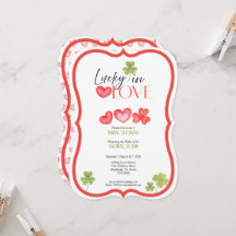 Faire-part de Baby Shower 'Lucky in Love' feuille 