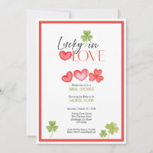 Faire-part de Baby Shower 'Lucky in Love' feuilles