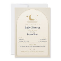 Faire-part de Baby Shower Lune et Étoiles, Histoir
