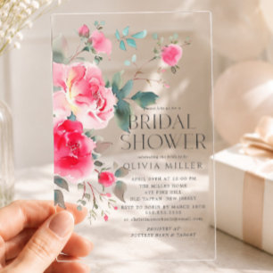 Faire-part de Baby Shower Mariage Fleur Rose