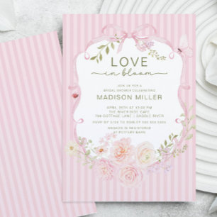 Faire-part de Baby Shower Mariage Floral Rose Fleu