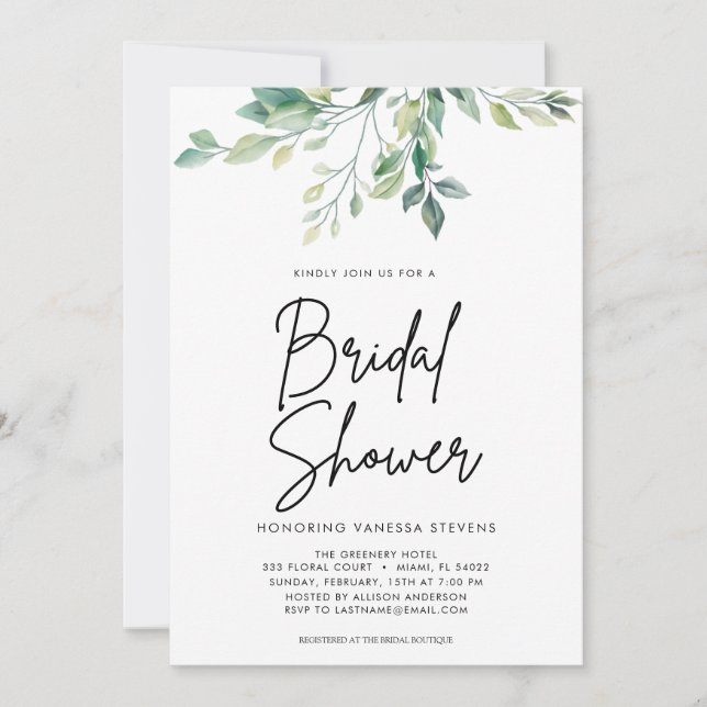 Faire-part de Baby Shower Mariage Moderne Manuscri (Devant)