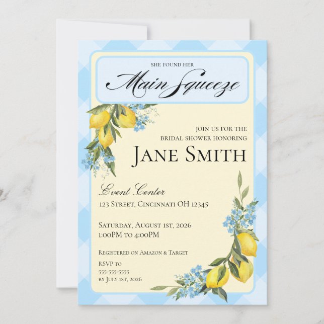 Faire-part de Baby Shower Mariage sur le thème du  (Devant)