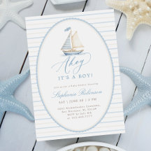 Faire-part de Baby Shower Marin 'Ahoy C'est un Gar