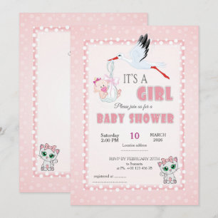 Faire-part de Baby Shower Mignon - c'est une fille