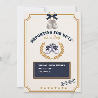 Faire-part de Baby Shower Militaire pour Garçon da