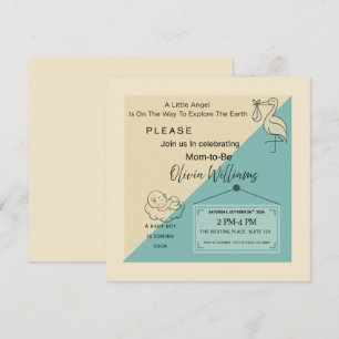 Faire-part de Baby Shower Minimaliste Moderne Turq