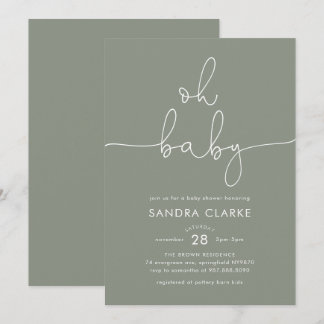Faire-part de Baby Shower Minimaliste Sage Moderne