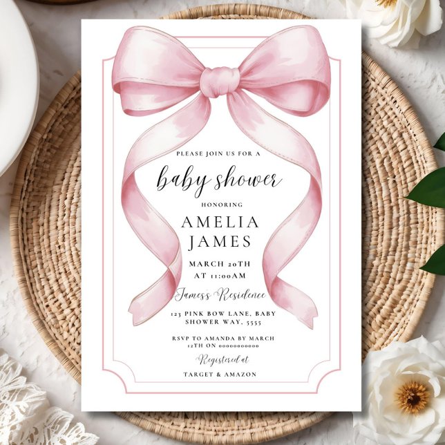 Faire-part de Baby Shower Modifiable avec un Nœud  (Créateur téléchargé)