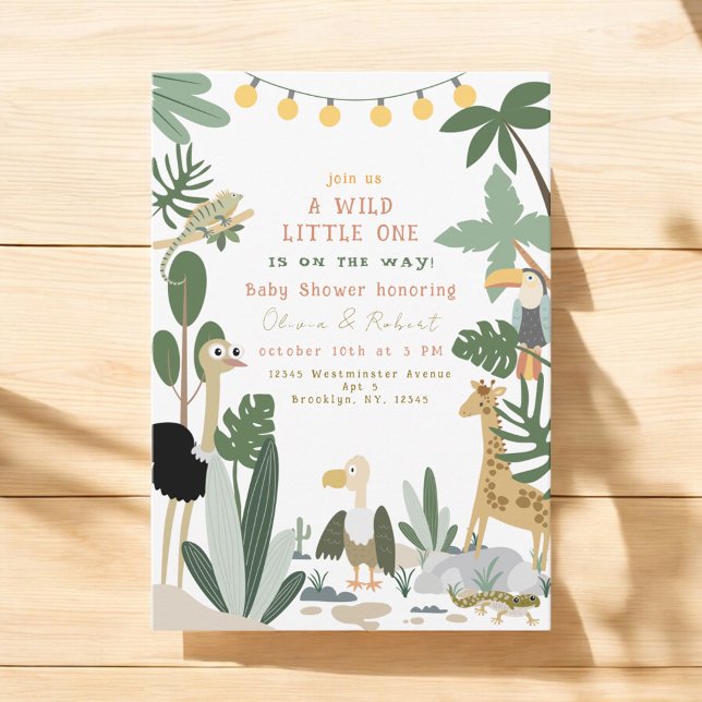 Faire-part de Baby Shower Modifiable Safari Jungle (Créateur téléchargé)