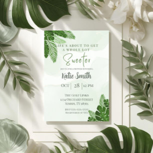 Faire-part de Baby Shower Monstera Tropicale et Ve