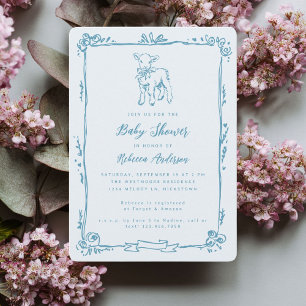 Faire-part de Baby Shower Mouton de Printemps Garç