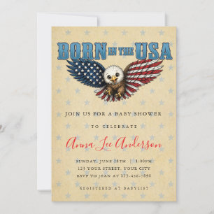 Faire-part de Baby Shower « Né aux États-Unis »