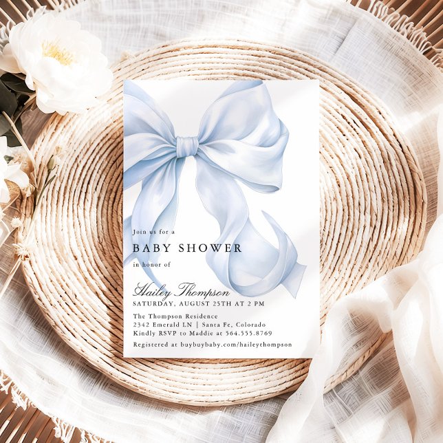 Faire-part de Baby Shower Nœud Papillon Bleu Coque (Créateur téléchargé)