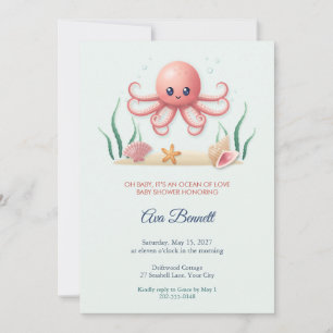 Faire-part de Baby Shower Octopus et Coquillages O