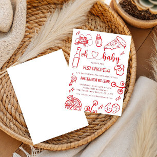 Faire-part de Baby Shower Oh Baby Pizza + Tétines