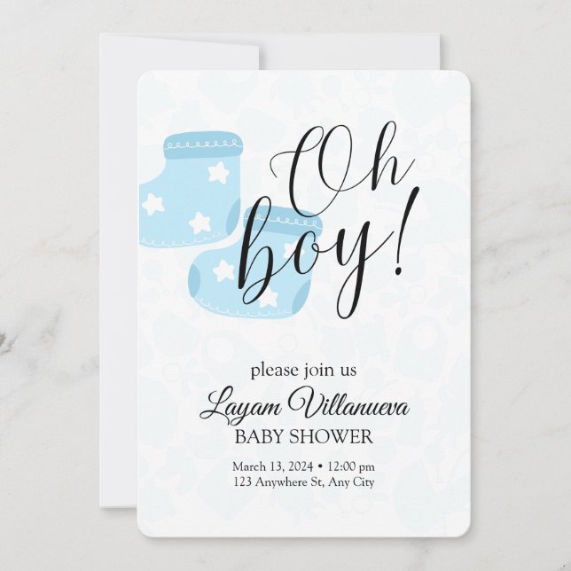 Faire-part de Baby Shower "Oh Boy"  (Devant)