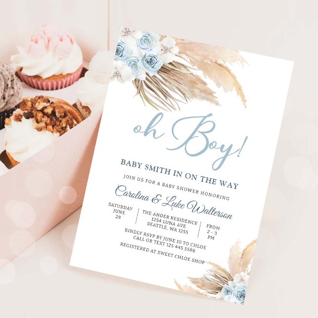 Faire-part de Baby Shower Oh Boy Floral (Créateur téléchargé)