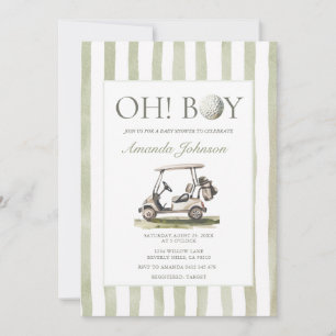 Faire-part de Baby Shower « Oh Boy » Golf Preppy G
