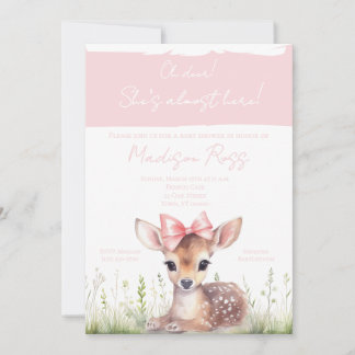 Faire-Part de Baby Shower 'Oh Cerf Elle est Presqu