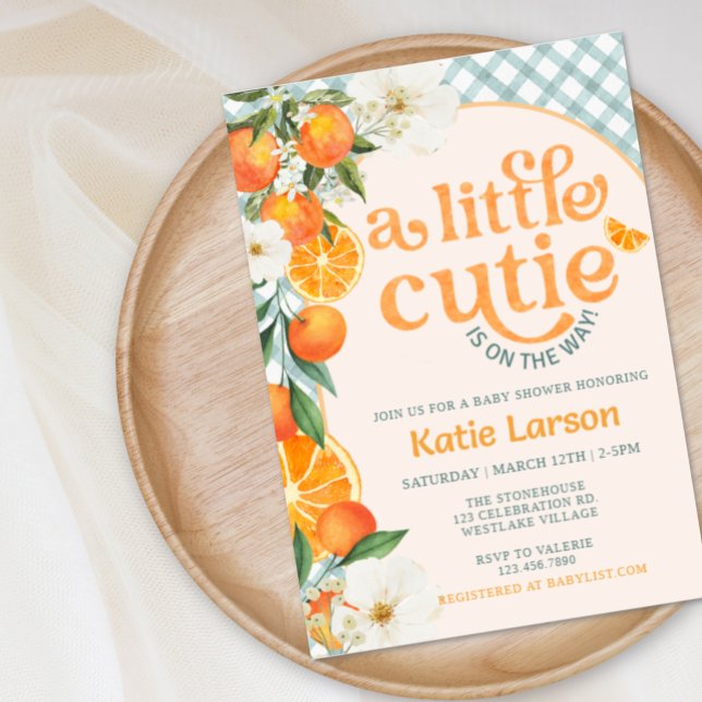Faire-part de Baby Shower Orange Mignon |  (Créateur téléchargé)