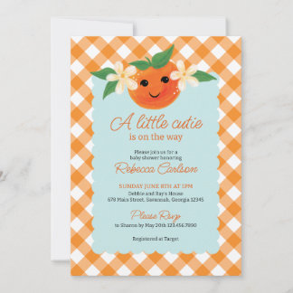 Faire-part de Baby Shower Orange Mignon Neutre